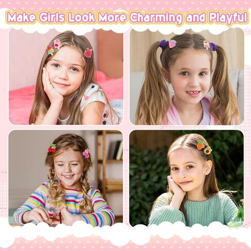 20 PCS Cute Fruit Hair Clips for Girls – Colorful Popsicle & Cherry Hair Clips, No-Bend No-Crease Small Hair Accessories for BabyToddlers Kids Ages 2-10, Birthday Back to School Gifts in Saudi Arabia