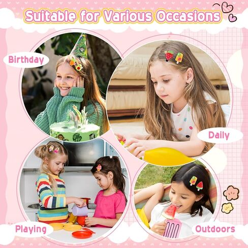 20 PCS Cute Fruit Hair Clips for Girls – Colorful Popsicle & Cherry Hair Clips, No-Bend No-Crease Small Hair Accessories for BabyToddlers Kids Ages 2-10, Birthday Back to School Gifts in Saudi Arabia
