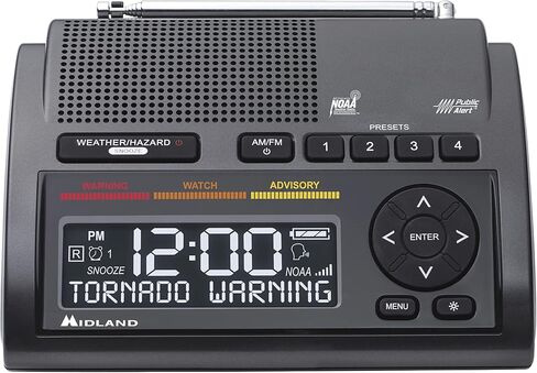 Midland - WR120B - NOAA Emergency Weather Alert Radio - S.A.M.E. Localized Programming, Trilingual Display, 60+ Emergency Alerts, & Alarm Clock (WR120B - Box Packaging) in Saudi Arabia