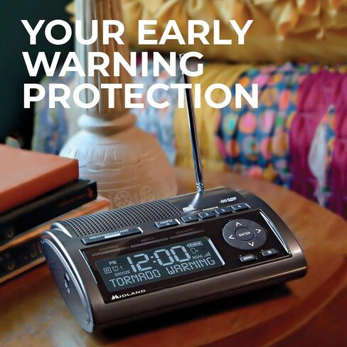Midland - WR120B - NOAA Emergency Weather Alert Radio - S.A.M.E. Localized Programming, Trilingual Display, 60+ Emergency Alerts, & Alarm Clock (WR120B - Box Packaging) in Saudi Arabia