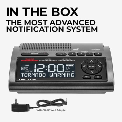 Midland - WR120B - NOAA Emergency Weather Alert Radio - S.A.M.E. Localized Programming, Trilingual Display, 60+ Emergency Alerts, & Alarm Clock (WR120B - Box Packaging) in Saudi Arabia