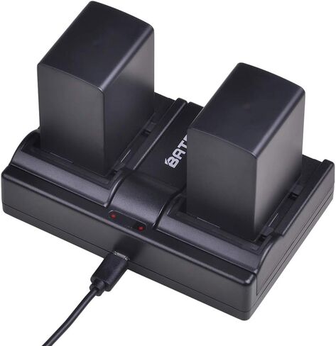 Batmax 2PCS 2900MAH BP-828 Battery + Rapid LCD Dual Charger لـ Canon Vixia HF G50 ، HF G60 ، HF G70 ، XA15 ، XA20 ، XA25 ، XA60 ، XA65 ، XA70 ، XA40 ، XA45 ، XA50 ، XA55 ، HFG30 ، XA10 ، XA11 كاميرات in Saudi Arabia
