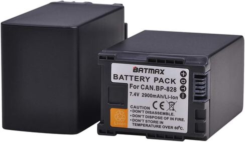 Batmax 2PCS 2900MAH BP-828 Battery + Rapid LCD Dual Charger لـ Canon Vixia HF G50 ، HF G60 ، HF G70 ، XA15 ، XA20 ، XA25 ، XA60 ، XA65 ، XA70 ، XA40 ، XA45 ، XA50 ، XA55 ، HFG30 ، XA10 ، XA11 كاميرات in Saudi Arabia