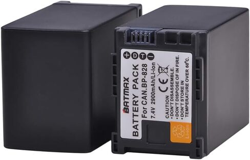 Batmax 2PCS 2900MAH BP-828 Battery + Rapid LCD Dual Charger لـ Canon Vixia HF G50 ، HF G60 ، HF G70 ، XA15 ، XA20 ، XA25 ، XA60 ، XA65 ، XA70 ، XA40 ، XA45 ، XA50 ، XA55 ، HFG30 ، XA10 ، XA11 كاميرات in Saudi Arabia