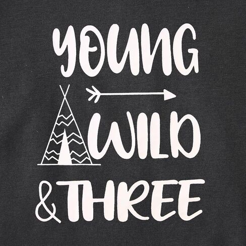 Young Wild and Three Birthday Boy Shirt 3rd Birthday Outfit Toddler T-Shirt 3 Year Old Boy Third Party Tee Tops in Saudi Arabia