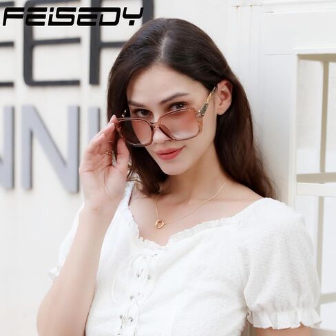 FEISEDY Women Square Reading Sunglasses Sparkling Composite Shiny Frame Sun Reader Glasses B2923 in Kuwait
