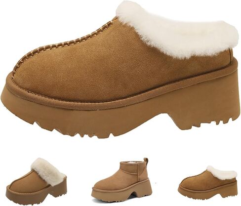 Fashion Platform Clogs for Women's Casual Outdoor Slip on Plush Lining Slippers Comfortable Outdoor Non Slip Women's Mules & Clogs in Kuwait