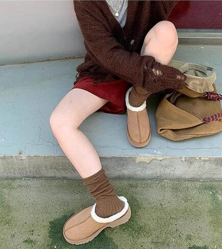 Fashion Platform Clogs for Women's Casual Outdoor Slip on Plush Lining Slippers Comfortable Outdoor Non Slip Women's Mules & Clogs in Kuwait