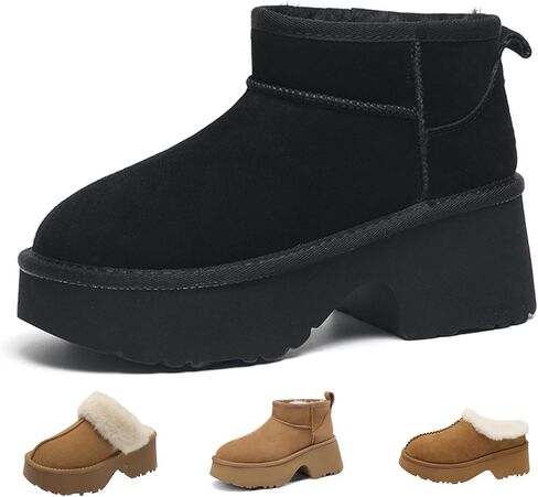 Fashion Platform Clogs for Women's Casual Outdoor Slip on Plush Lining Slippers Comfortable Outdoor Non Slip Women's Mules & Clogs in Kuwait