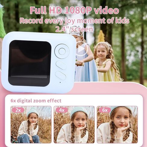 كاميرا طباعة فورية Ebtools ، 48 ميجابكسل ، شاشة عالية الدقة 2 بوصة ، تكبير رقمي 6x ، صورة 3.3 بوصة ، طباعة أبيض وأسود بدون ماء ، مشغل MP3 ، كاميرا طباعة حرارية محمولة ، للدراسات (الأزرق) in Kuwait