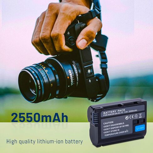 3-Pack EN-EL15 /EL15A/EL15B/EL15C Batteries with Smart Triple Slot LCD Charger for Nikon Z6 Z7 D500 D600 D610 D750 D780 D800 D800E D810 D810A D850 D7000 D7100 D7200 D7500 Cameras 2550mAh in Saudi Arabia