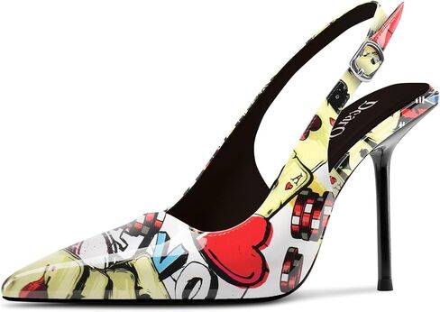 Dearonly Stiletto High Heel Slingback Enels for Womens Pointed إصبع مضخات Slip-On Prom Dress Shoes 3.9 بوصة الكعب in Kuwait