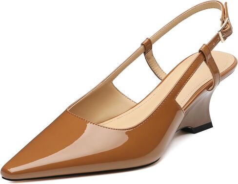 WAYDERNS Closed Toe Wedge Heels for Women Sling Back Wedge Heels Square Toe Women's Wedge Pumps Slingback Heel Dress Shoes for Office Evening Prom Wedding 2 Inch in Saudi Arabia