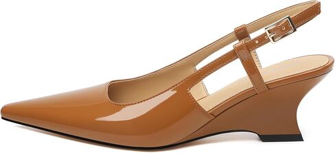 WAYDERNS Closed Toe Wedge Heels for Women Sling Back Wedge Heels Square Toe Women's Wedge Pumps Slingback Heel Dress Shoes for Office Evening Prom Wedding 2 Inch in Saudi Arabia