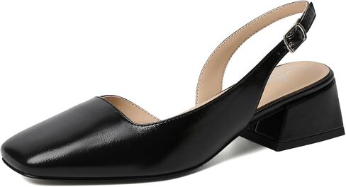 Mostrin Womens مكتنزة منخفضة الكعب D'Orsay Slingback Block Heel مضخات مغلقة أحذية مربعة اربع in Kuwait