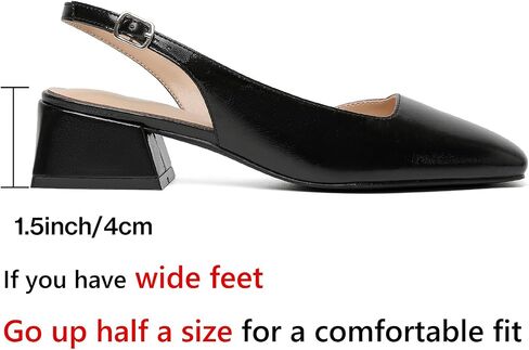 Mostrin Womens مكتنزة منخفضة الكعب D'Orsay Slingback Block Heel مضخات مغلقة أحذية مربعة اربع in Kuwait