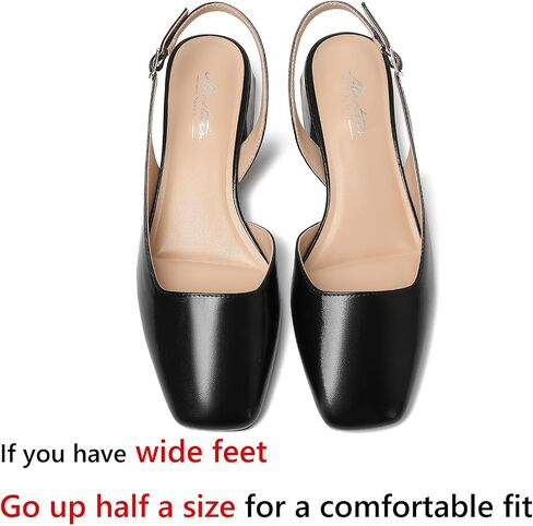 Mostrin Womens مكتنزة منخفضة الكعب D'Orsay Slingback Block Heel مضخات مغلقة أحذية مربعة اربع in Kuwait
