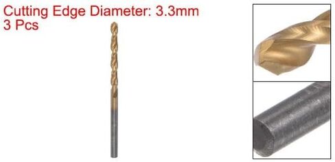 #us 3pcs 3.3mm titanium مغطى M42 عالية السرعة الصلب 8 ٪ الكوبالت HSS قطع الحفر in Saudi Arabia