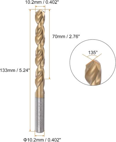 #Uus 10.2mm titanium مغلف M42 عالية السرعة الصلب 8 ٪ الكوبالت (HSS) تويست بتات in Saudi Arabia