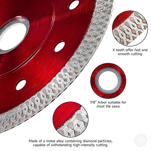 inmozata 5pcs شفرات المنشار الماس 4-1/2 بوصة-عجلة قطع بلاط رقيقة للغاية لبلاط الخزف والسيراميك والرخام والجرانيت-شفرة الماس لزاوية (أحمر) in Kuwait