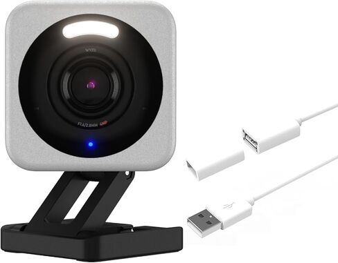 Wyzecam V4 مع كابل تمديد 20 قدمًا ، 2.5k QHD IP65 كاميرا أمان داخلية/خارجية في الهواء in Kuwait