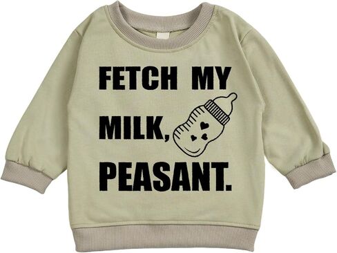 Toddler Baby FETCH MY MILK, PEASANT Long Sleeve Sweatshirt Top Jogger Pants Set Cute Fall Winter Clothes Set in Saudi Arabia