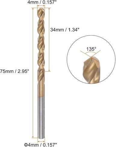 #us 4mm titanium مغلف M42 عالي السرعة الصلب 8 ٪ الكوبالت HSS تويست بت in Saudi Arabia