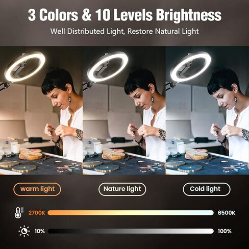 ترقية 18W حلقة TRUPOD TRUPOD iPhone للمكتب ، Ultra Bright 1800lumens الكاميرا العلوية ضوء الدائرة الدائرة مع التحكم عن بُعد وهاتف لتسجيل الفيديو ، التصوير الفوتوغرافي ، البث ، Tiktok ، YouTube in Kuwait