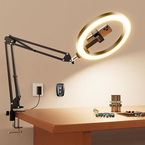 ترقية 18W حلقة TRUPOD TRUPOD iPhone للمكتب ، Ultra Bright 1800lumens الكاميرا العلوية ضوء الدائرة الدائرة مع التحكم عن بُعد وهاتف لتسجيل الفيديو ، التصوير الفوتوغرافي ، البث ، Tiktok ، YouTube in Kuwait