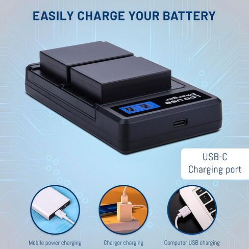 2-pack 1600mah NP-W126 NP-W126S مع شاحن USB-C مزدوج لـ FUJI X100F ، X100V ، X100VI ، X100VI ، X-S10 ، X-A5 ، X-A10 ، X-E4 ، X-PRO2 ، X-T-T1 ، X-T2 ، X-T3 ، X-T10 ، X-T20 ، X-T20 in Saudi Arabia