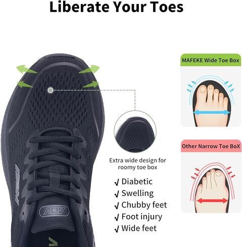 Mafeke Womens Wide Walking Shoes Arch Support Orthotic Plantar Fasciitis Sneakers أحذية رياضية واسعة عرض حذاء مريح لتخفيف آلام القدمين الولايات المتحدة 7-11 in Kuwait
