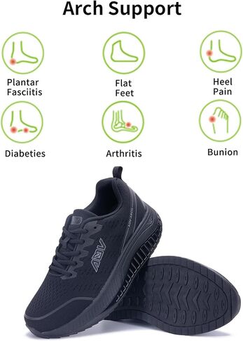 Mafeke Womens Wide Walking Shoes Arch Support Orthotic Plantar Fasciitis Sneakers أحذية رياضية واسعة عرض حذاء مريح لتخفيف آلام القدمين الولايات المتحدة 7-11 in Kuwait