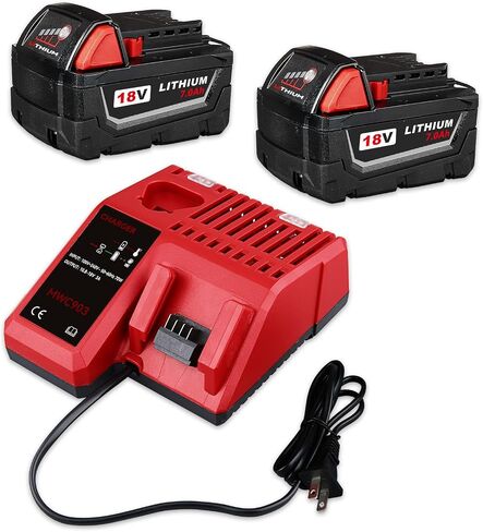 2Pack 7.0Ah 48-11-1860 Battery and Charger Combo Replacement for Milwaukee 18V Battery 48-11-1850 48-11-1852 48-11-1820 48-11-1828 48-11-1830 Cordless Power Tools in Saudi Arabia