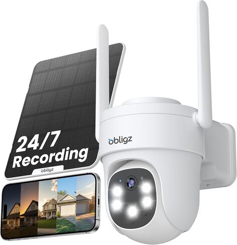AOV Security Camera Wireless Outdoor مع لوحة شمسية 6W ، 24/7 كاميرا تسجيل للأمن المنزلي ، WiFi 6 ، 2K Cameras Wireless Outdoor ، 360 ° PTZ مع رؤية ليلية ، تتبع تلقائي in Kuwait