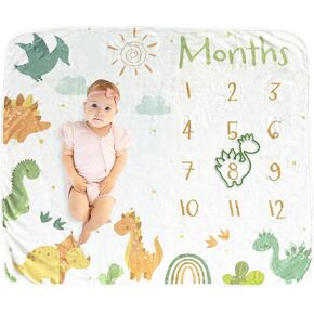 Baby Monthly Milestone Blanket, Unisex Dinosaurs Milestone Blanket for Baby Boy or Girl, 50"x30, Soft Fleece in Saudi Arabia