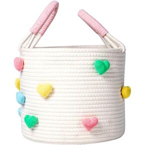 Large Cotton Rope Woven Storage Basket, Handmade Organizer for Toys, Laundry, Blankets, and Baby Essentials, Perfect for Kids' Room, Nursery, Home Decor, Durable Stylish Hamper with Handles, 12"x10" in Saudi Arabia