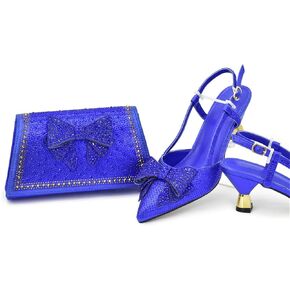 Womens Luxury Shoe and Bag Set for Party Sparkly Rhinestone Purse for Weddings Shiny Elegant Heeled Shoes in Kuwait