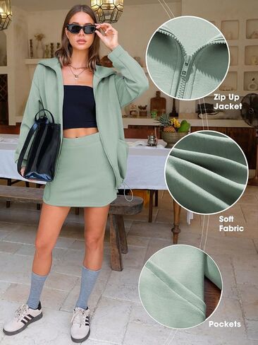 exlura womens sweatsuits 2 قطعة ملابس zip up sweatshirtts مطابقة skort العرق العرق غير الرسمي مجموعة التنس jogger suit suit 2025 in Saudi Arabia