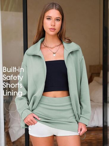 exlura womens sweatsuits 2 قطعة ملابس zip up sweatshirtts مطابقة skort العرق العرق غير الرسمي مجموعة التنس jogger suit suit 2025 in Saudi Arabia