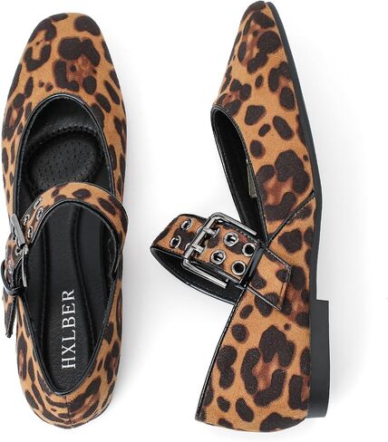 Hxlber Flats for Women Mary Jane Square Toe Ballet Flat Shoes Ankle Strap Dressy Comfortable Slip on Formal Dress Flat Shoes in Kuwait