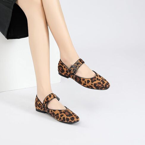 Hxlber Flats for Women Mary Jane Square Toe Ballet Flat Shoes Ankle Strap Dressy Comfortable Slip on Formal Dress Flat Shoes in Kuwait