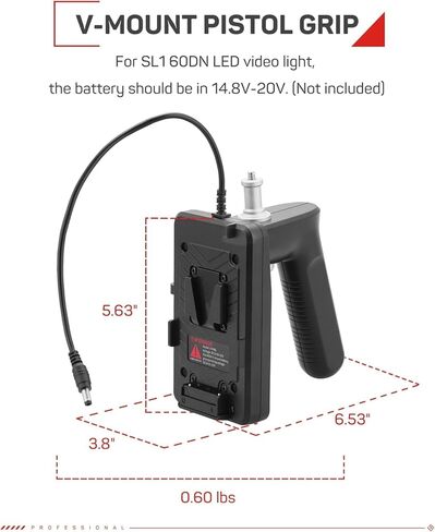 IFOOTAGE LED Video Light SL1 60DN & V-Mount Battery Grip, Handheld Portable Video Lighting (Battery Not Included), CRI 98/TLCI 99/12200 LM, 70W LED Continuous Video Light in Saudi Arabia