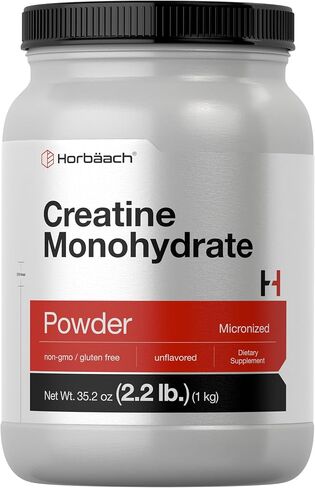 مسحوق الكرياتين مونوهيدرات | 2.2 رطل (35.2 أونصة) | تم اختبار نقاء HPLC | مكمل نباتي وغير معدّل وراثيًا وخالي من الغلوتين | بواسطة هورباخ in Kuwait