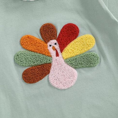 Newborn Baby Boy Thanksgiving Outfit Bubble Romper Turkey Embroidery Long Sleeve Onesie Fall Winter Clothes in Saudi Arabia