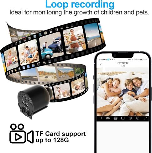 أصغر كاميرا واي فاي لاسلكية ، كاميرا تجسس HD1080P ، تسجيل فيديو محمول للتغذية الحية ، مراقبة الأطفال ، كاميرا مربية ، كاميرا حيوان أليف مع رؤية ليلية ، اكتشاف الحركة ، تخزين سحابة للأمان مع iOS Androidapp in Saudi Arabia