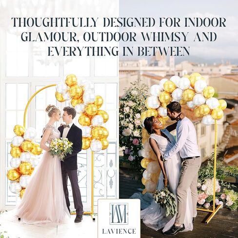 Gold Metal Arch Backdrop Stand - 7.2ft Balloon Arch Stand Backdrop Set with Gold and Silver Balloons - Photo Arched Birthday Background Decor, Party Arches Frame for Wedding Baby Shower Grad in Saudi Arabia
