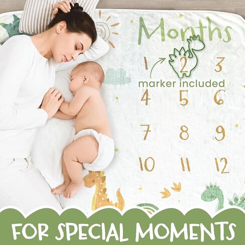 Baby Monthly Milestone Blanket, Unisex Dinosaurs Milestone Blanket for Baby Boy or Girl, 50"x30, Soft Fleece in Saudi Arabia