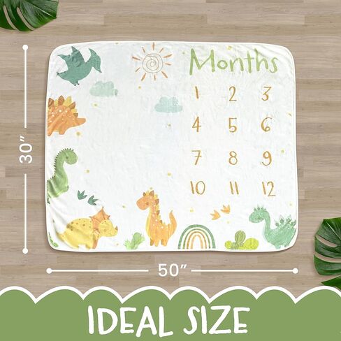 Baby Monthly Milestone Blanket, Unisex Dinosaurs Milestone Blanket for Baby Boy or Girl, 50"x30, Soft Fleece in Saudi Arabia