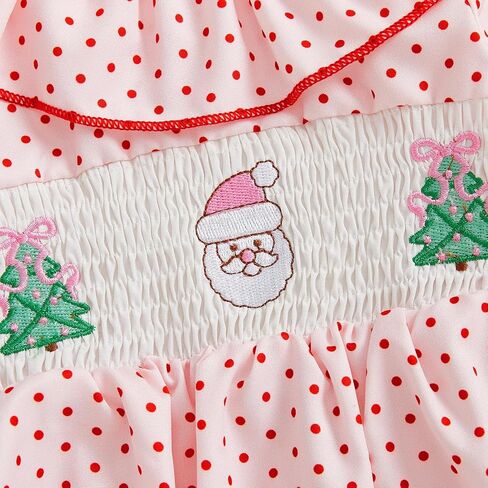 My First Christmas Baby Girl Outfit Newborn Santa Smocked Bubble Romper Cute Ruffle Bodysuit One Piece Xmas Clothes in Kuwait