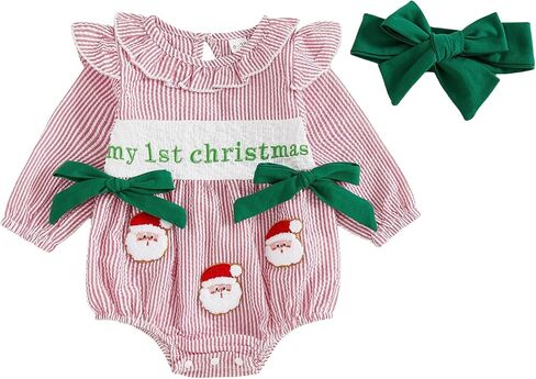 Baby Girl Halloween Outfit Pumpkin Print Bubble Romper Bow Long Sleeve Ruffle Outfit Newborn Fall Clothes in Saudi Arabia